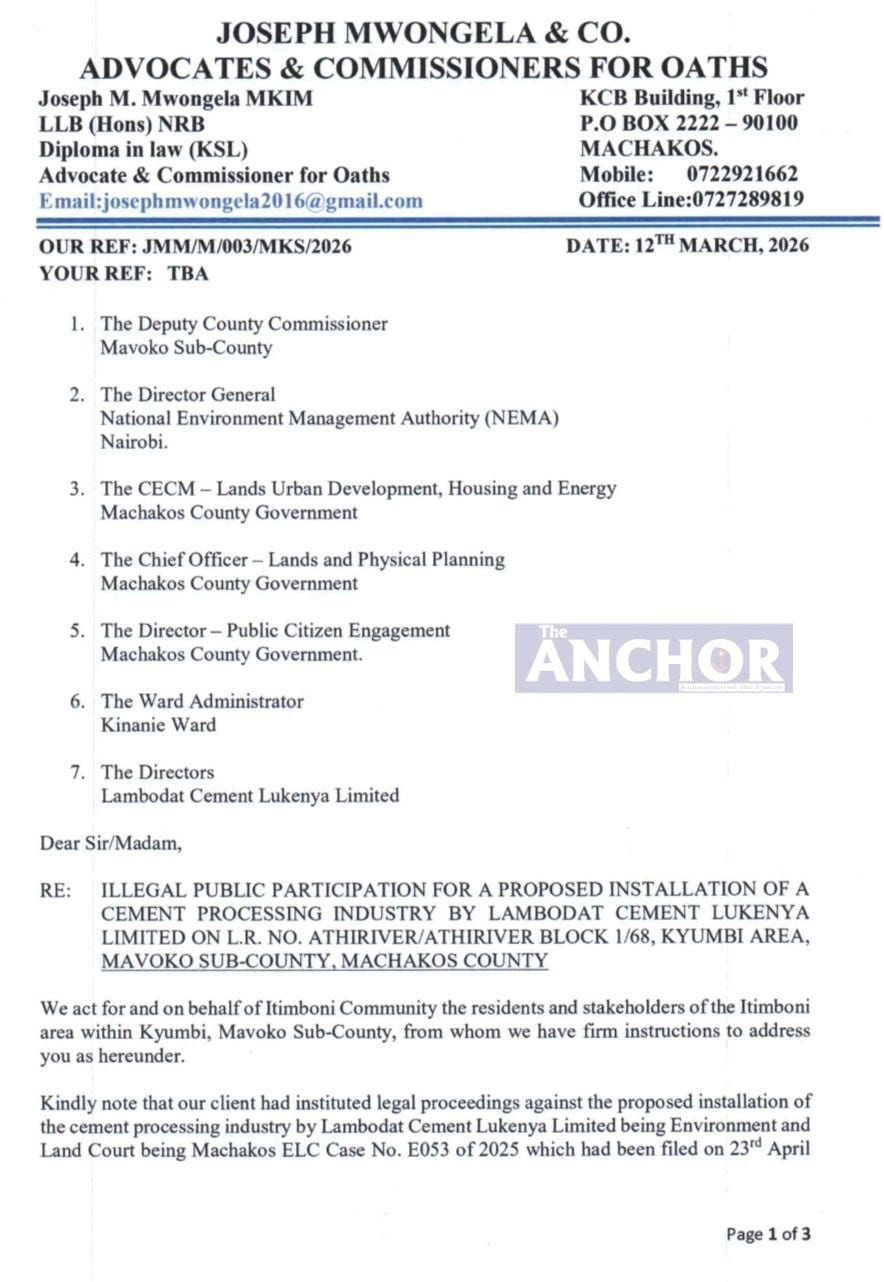 Uproar in Itimboni as Plot to Revive Rejected Cement Plant Emerges