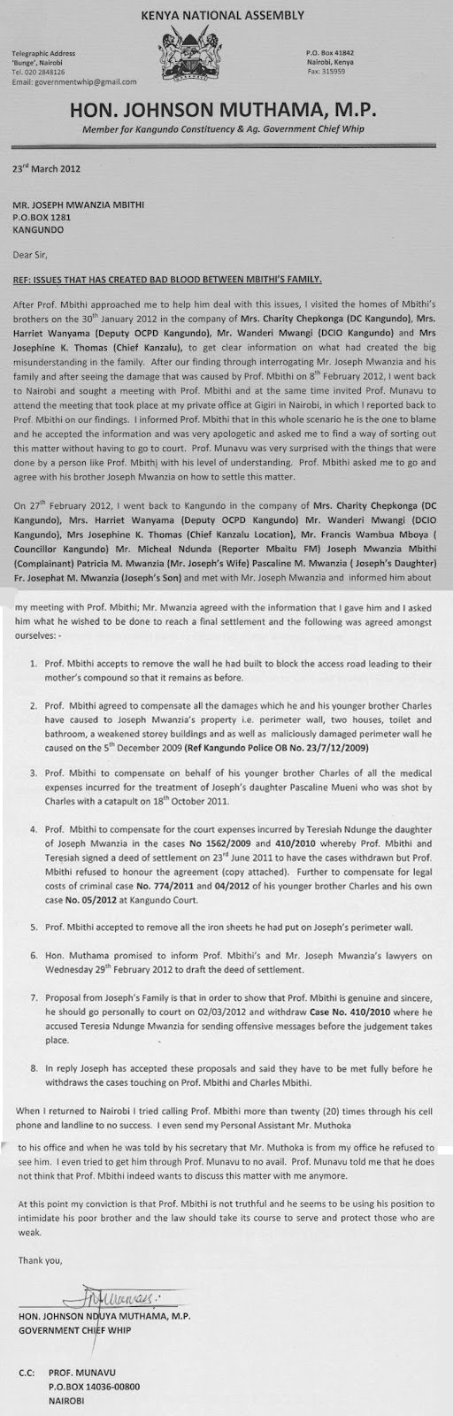 More trouble for Prof Mbithi